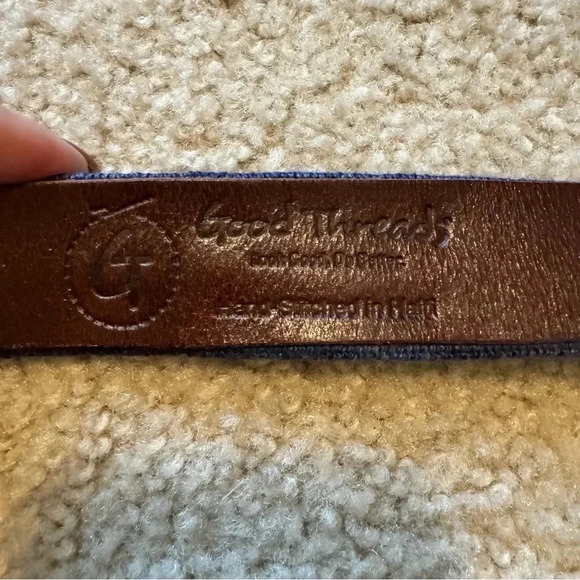 Goodthreads Men's Embroidered Diamond Head Leather Belt - Picture 4 of 7